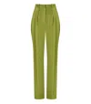 Elisabetta Franchi Olive Pinstripe Trousers In Green