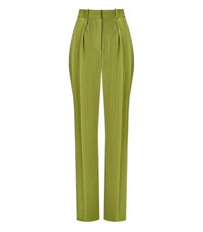 ELISABETTA FRANCHI OLIVE PINSTRIPE PANTS