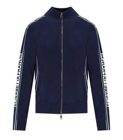 Elisabetta Franchi Oltremare Cardigan With Bands In Blue
