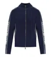 Elisabetta Franchi Viscose Knit Cardigan With Logo Bands In Blue