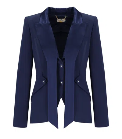 Elisabetta Franchi Oltremare Crepe Smoking Jacket In Blue
