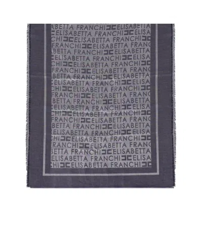 Elisabetta Franchi Oltremare Jacquard Foulard Scarf In Blue