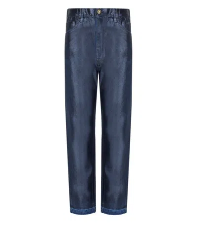 ELISABETTA FRANCHI ELISABETTA FRANCHI OLTREMARE LAMINATED BAGGY JEANS