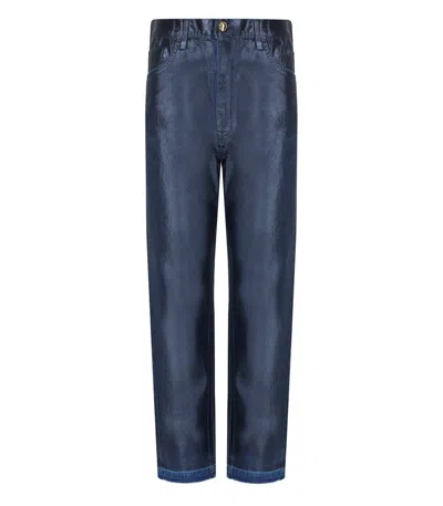 ELISABETTA FRANCHI OLTREMARE LAMINATED BAGGY JEANS