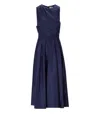 Elisabetta Franchi Waist Fitted Midi Pleated Round Sleeveless In Blue
