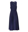 Elisabetta Franchi Waist Fitted Midi Pleated Round Sleeveless In Blue
