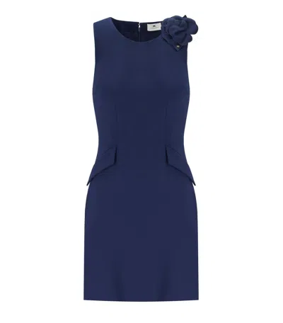 ELISABETTA FRANCHI ELISABETTA FRANCHI OLTREMARE SHEATH DRESS WITH BROOCH