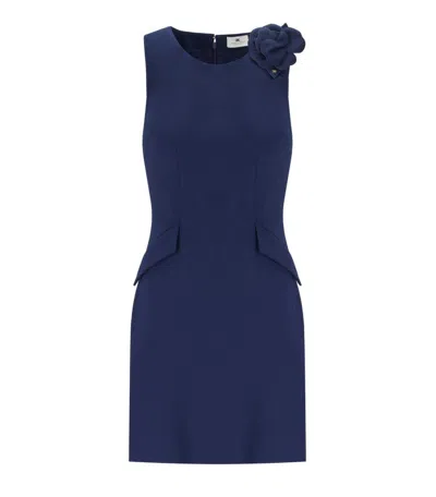 ELISABETTA FRANCHI ELISABETTA FRANCHI OLTREMARE SHEATH DRESS WITH BROOCH