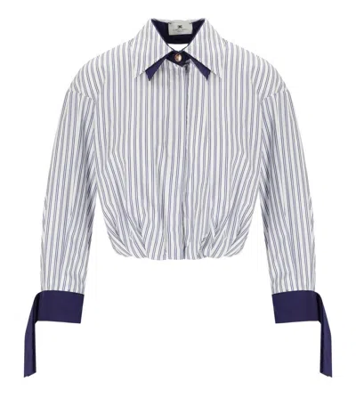ELISABETTA FRANCHI ELISABETTA FRANCHI OLTREMARE STRIPED CROPPED SHIRT