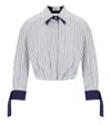 Elisabetta Franchi Oltremare Striped Cropped Shirt In White