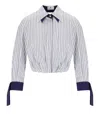 Elisabetta Franchi Oltremare Striped Cropped Shirt In White