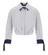 Elisabetta Franchi Oltremare Striped Cropped Shirt In White