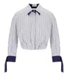 Elisabetta Franchi Oltremare Striped Cropped Shirt In White