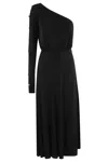 Elisabetta Franchi One-shoulder Black Midi Dress With Flared Skirt