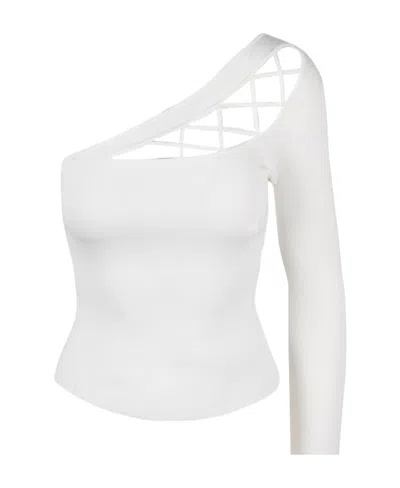 Elisabetta Franchi One-shoulder Crossover Detailed Top In White