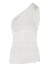 Elisabetta Franchi One-shoulder Top In Lightweight Jersey Fabric In White