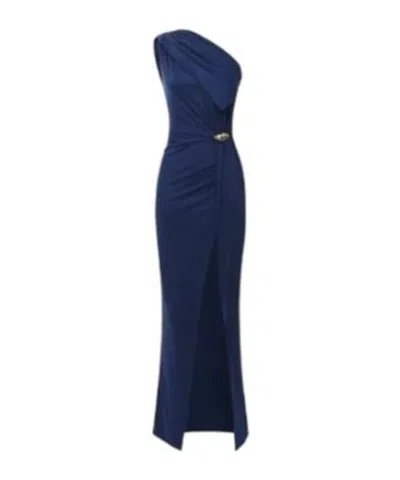 Elisabetta Franchi Red Carpet Oltremare Asymmetric Dress In Blue