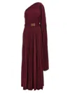 Elisabetta Franchi One-shoulder Pleated Gown In Bordeaux