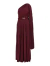 Elisabetta Franchi One-shoulder Pleated Gown In Dark Red