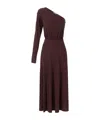 Elisabetta Franchi One-shoulder Dress In Jersey Fabric With Buttons In Cocoa