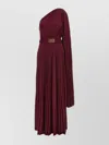 Elisabetta Franchi One-shoulder Pleated Gown In Red