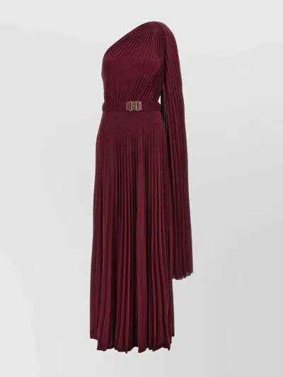 Elisabetta Franchi One-shoulder Pleated Gown In Red