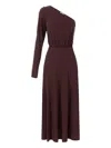Elisabetta Franchi One-shoulder Dress In Jersey Fabric With Buttons In Brown
