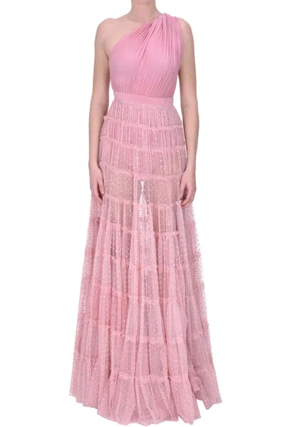 Elisabetta Franchi One Shoulder Party Dress In Pink