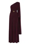 ELISABETTA FRANCHI ELISABETTA FRANCHI ONE-SHOULDER RED CARPET DRESS IN PLEATED LUREX JERSEY