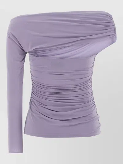 Elisabetta Franchi One Shoulder Ruched Long Sleeve Top In Multi