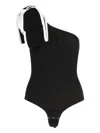 Elisabetta Franchi One-shoulder Textured Bodysuit