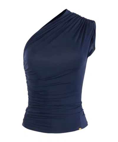 Elisabetta Franchi One-shoulder Top In Blue