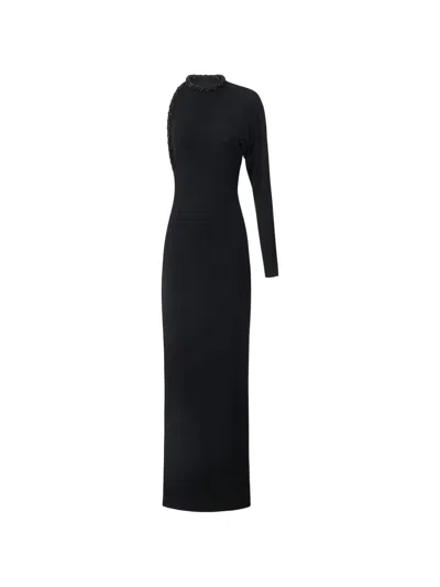 Elisabetta Franchi One-shoulder Embellished Maxi Dress In Black