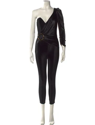 Pre-owned Elisabetta Franchi One-shoulder Jumpsuit In Black