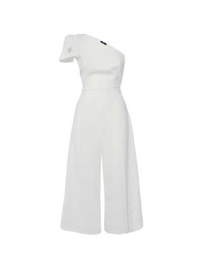 Pre-owned Elisabetta Franchi One-shoulder Jumpsuit In White