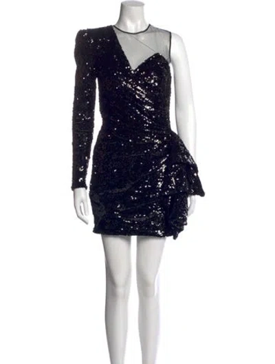 Pre-owned Elisabetta Franchi One-shoulder Mini Dress In Black