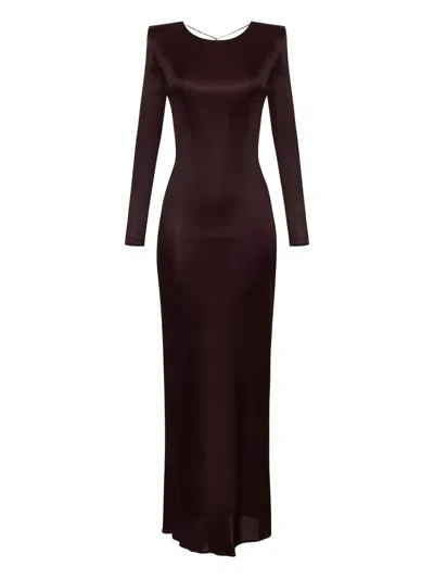 Elisabetta Franchi Open-back Chain-jewel Maxi Dress In Purple