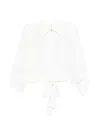 Elisabetta Franchi Collared Crop Top Open Back Tie Waist In White