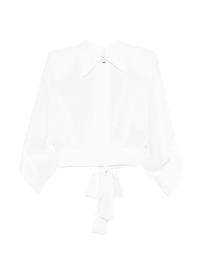 Elisabetta Franchi Open-back Collared Blouse In White