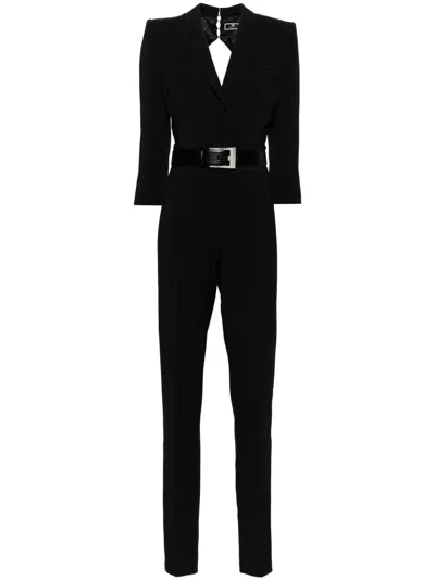 Elisabetta Franchi Open-back Crepe Jumpsuit In Black