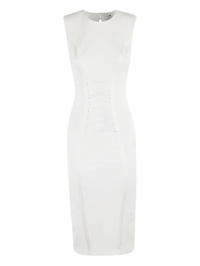 Elisabetta Franchi Open-back Midi Dress In Avorio
