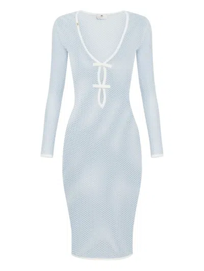 Elisabetta Franchi Open-knit Midi Dress In Blue