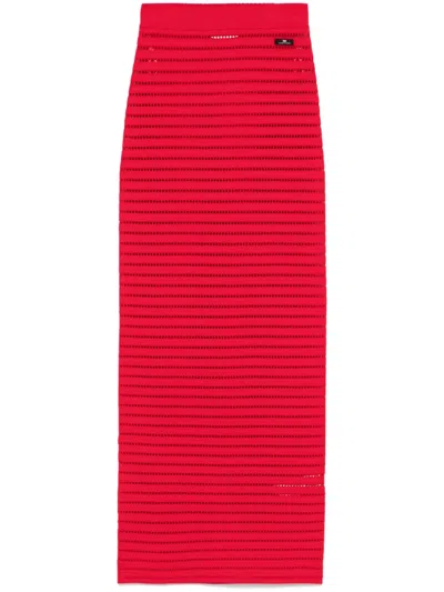 ELISABETTA FRANCHI OPEN-KNIT MIDI SKIRT