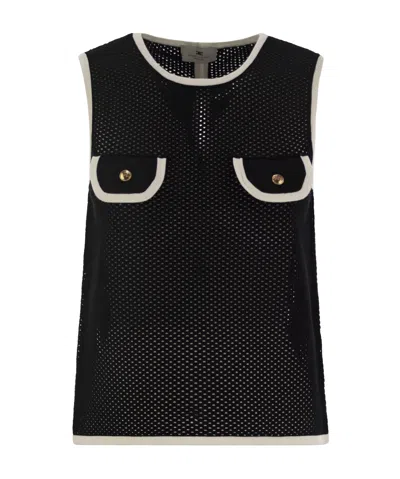 ELISABETTA FRANCHI ELISABETTA FRANCHI OPEN-KNITTED CREWNECK TANK TOP
