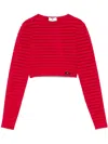 Elisabetta Franchi Perforated Knit Top In Red