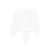 Elisabetta Franchi Collared Crop Top Open Back Tie Waist In Black