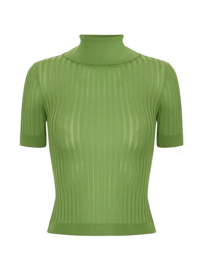 Elisabetta Franchi Open-back Logo-button Sweater In Green