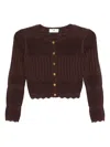 Elisabetta Franchi Openwork-embroidered Cardigan In Brown