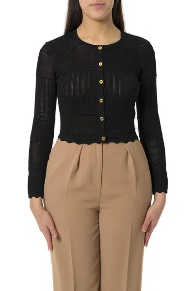 Elisabetta Franchi Pointelle-knit Cardigan In Black