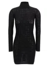 Elisabetta Franchi Sheer Fabric Logo Dress With Open Back In Black